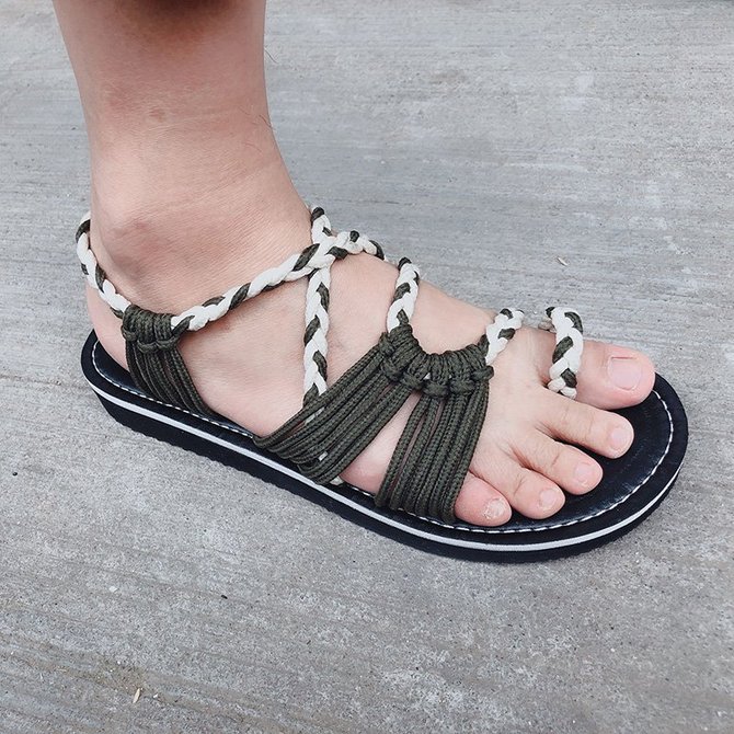 JFN  Plus Size Women Sandals Handmade Beach Flat Sandals